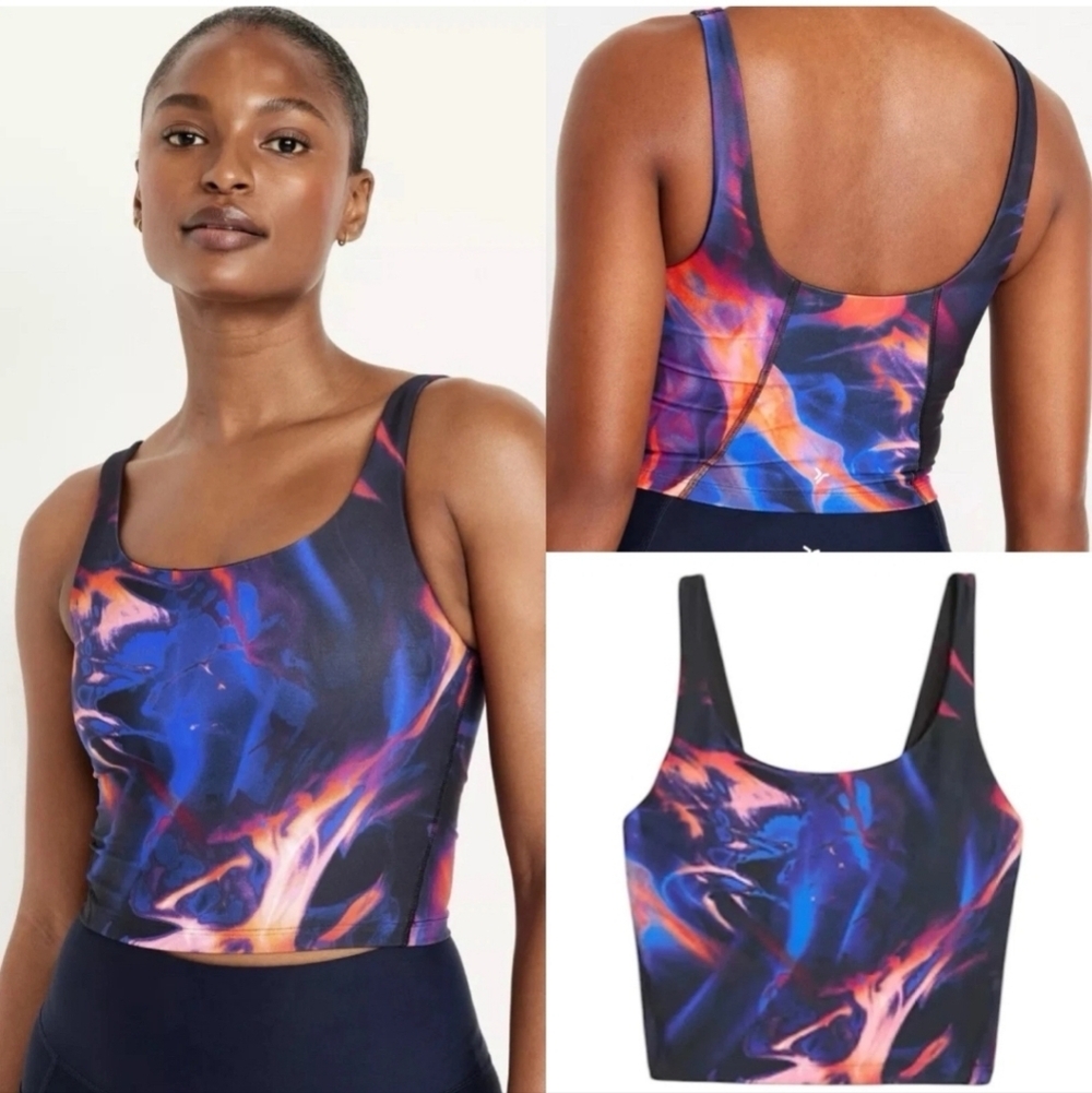 Old Navy Light Support Vibrant Abstract Sport Bra Crop Top XXL